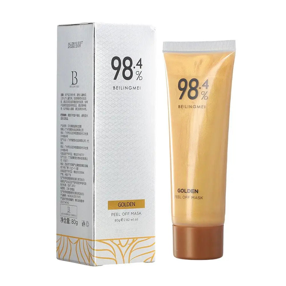 80G Gold Peel Mask Blackheads Cleanses Pores 24K Gold Foil Peel-Off Masque Firming Facial Mask Deeply Cleans and Refine Pores