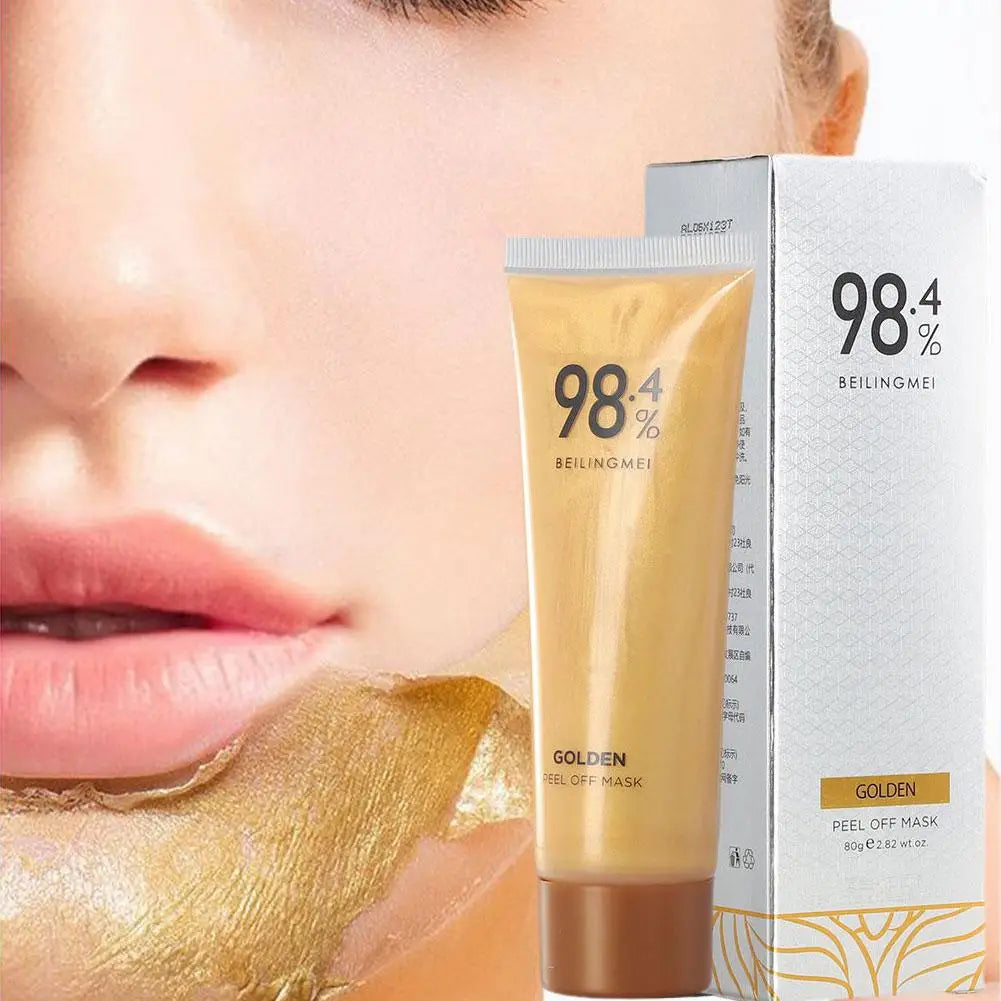 80G Gold Peel Mask Blackheads Cleanses Pores 24K Gold Foil Peel-Off Masque Firming Facial Mask Deeply Cleans and Refine Pores