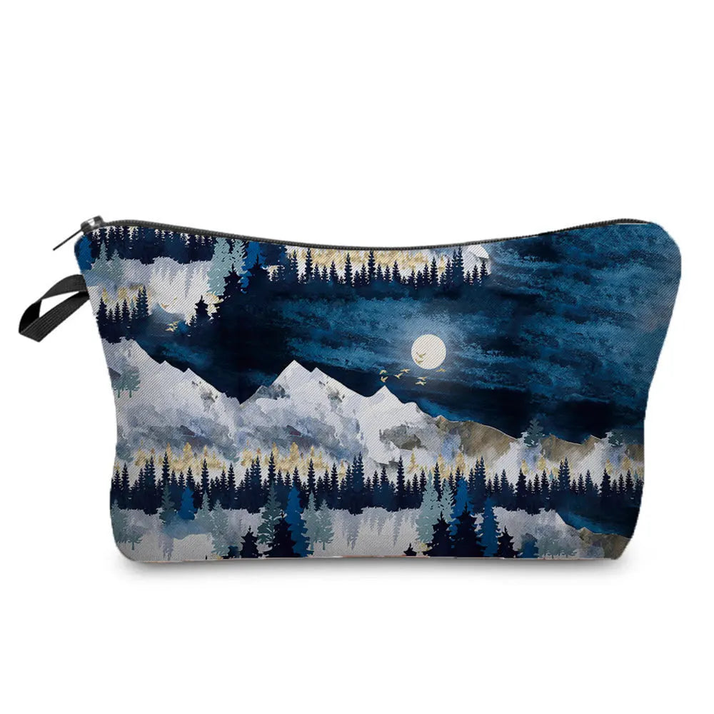 Landscape Painting Makeup Bag Polyester Cosmetic Bag Women'S Necessaire Pouch with Zipper Shaver Kit Bags Luxury Man Travel Bag