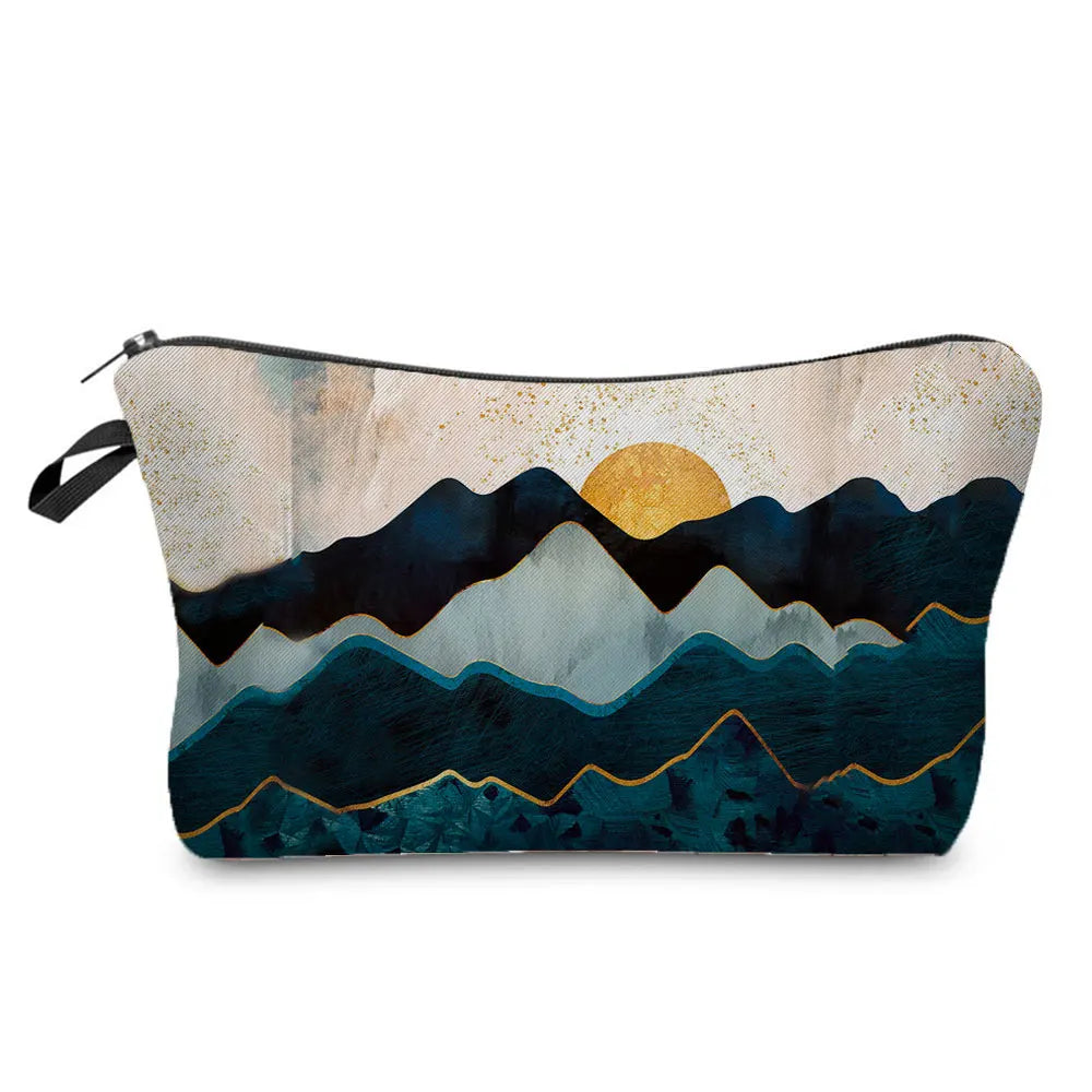 Landscape Painting Makeup Bag Polyester Cosmetic Bag Women'S Necessaire Pouch with Zipper Shaver Kit Bags Luxury Man Travel Bag