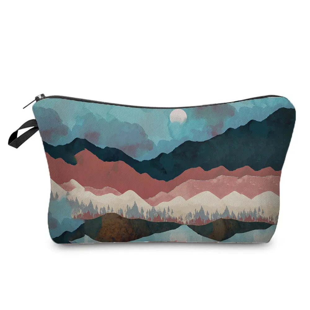 Landscape Painting Makeup Bag Polyester Cosmetic Bag Women'S Necessaire Pouch with Zipper Shaver Kit Bags Luxury Man Travel Bag