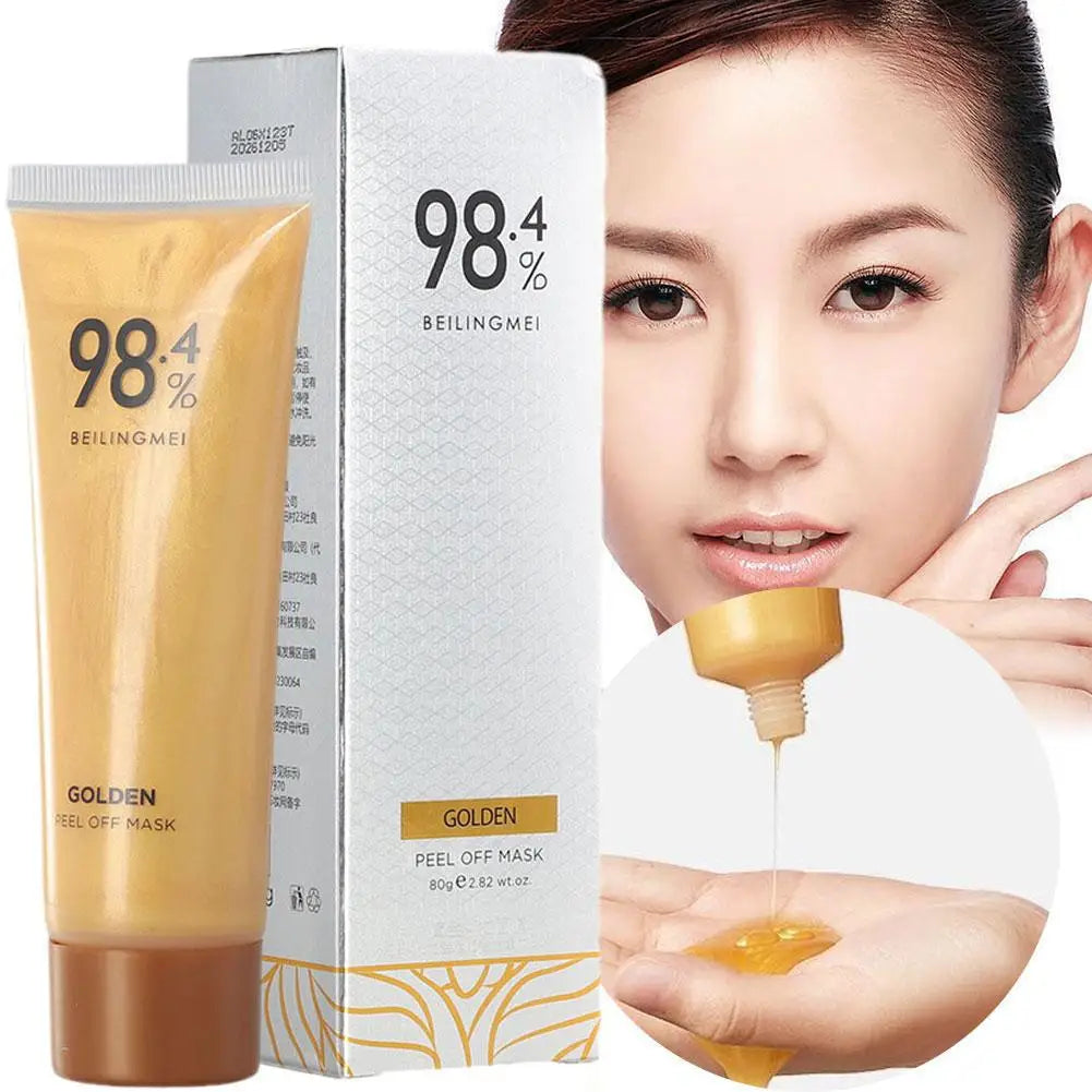 80G Gold Peel Mask Blackheads Cleanses Pores 24K Gold Foil Peel-Off Masque Firming Facial Mask Deeply Cleans and Refine Pores