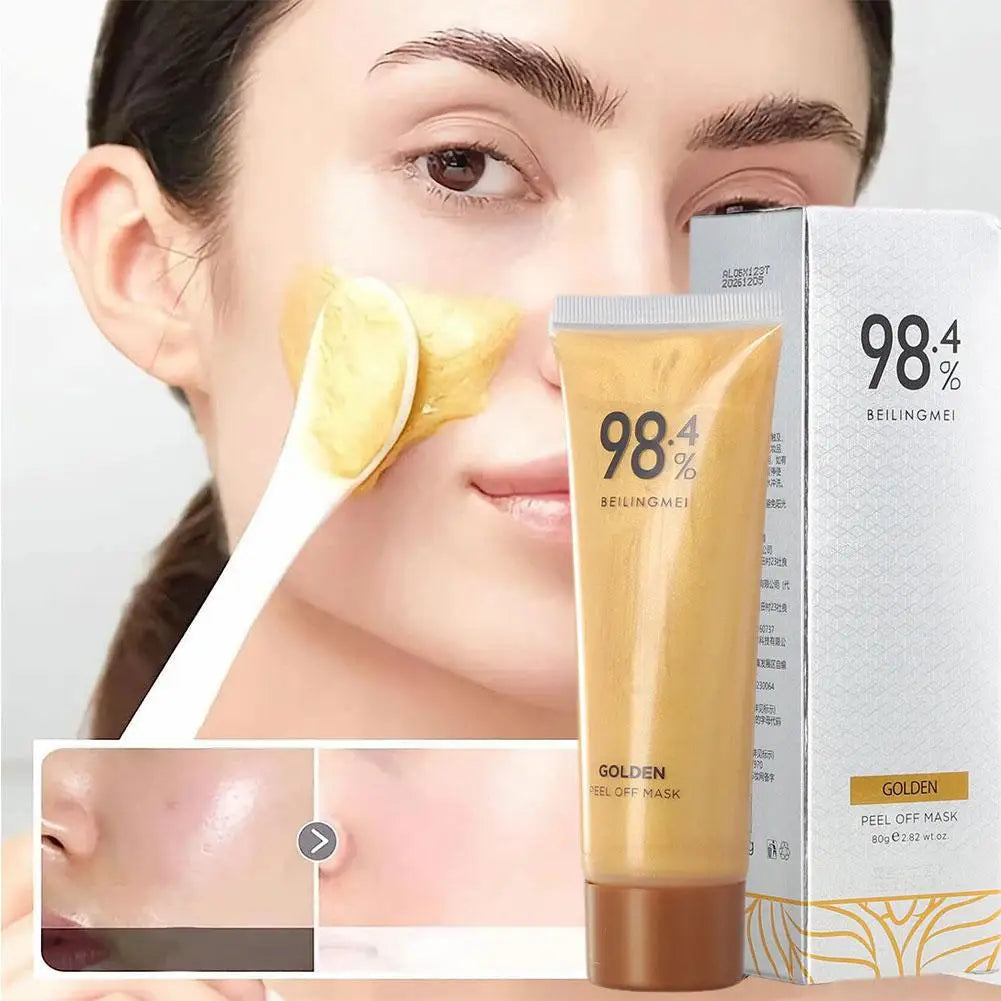 80G Gold Peel Mask Blackheads Cleanses Pores 24K Gold Foil Peel-Off Masque Firming Facial Mask Deeply Cleans and Refine Pores